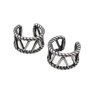 Stainless Steel Clip Earrings Antique Silver, approx 13-15mm