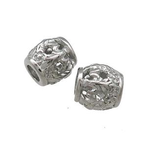 Raw Titanium Steel Barrel Beads Large Hole Hollow, approx 9-10mm, 4mm hole