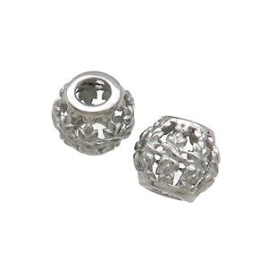 Raw Titanium Steel Round Beads Large Hole Hollow, approx 10mm, 4mm hole