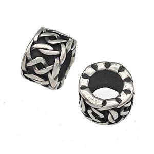 Stainless Steel Tube Beads Large Hole Antique Silver, approx 10mm, 6mm hole