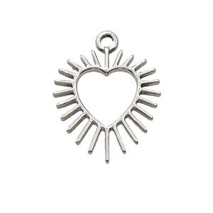 Raw Stainless Steel Heart Pendant, approx 16-17mm
