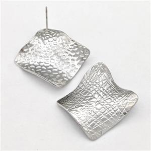 Raw Stainless Steel Stud Earring, approx 30mm