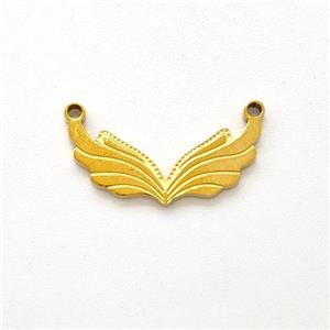 Stainless Steel Angel Wings Pendant 2loops Gold Plated, approx 8-15mm