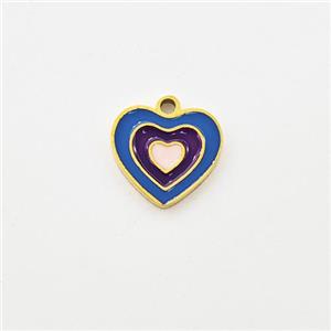 Stainless Steel Heart Pendant Enamel Gold Plated, approx 9mm