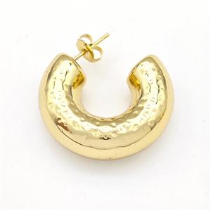 304 Stainless Steel Stud Earring Hollow Gold Plated, approx 10mm, 30mm dia