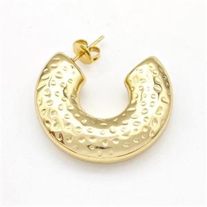 304 Stainless Steel Stud Earring Hollow Gold Plated, approx 7-10mm, 30mm dia