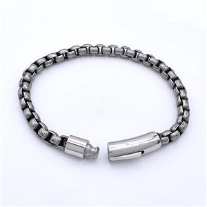 304 Stainless Steel Bracelet Antique Silver, approx 8-30mm, 6mm, 21cm length