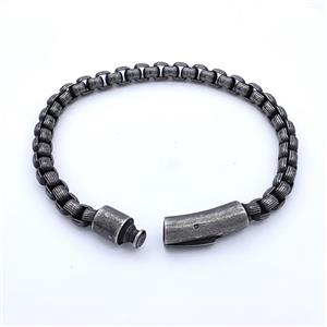 304 Stainless Steel Bracelet Antique Black, approx 8-30mm, 6mm, 21cm length