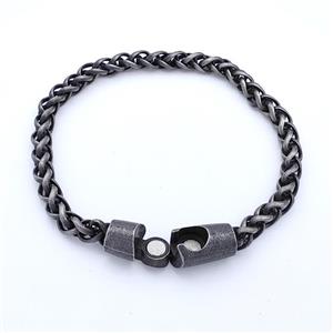 304 Stainless Steel Bracelet Antique Black, approx 10-20mm, 6mm, 21cm length