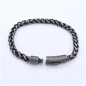 304 Stainless Steel Bracelet Antique Black, approx 8-30mm, 6mm, 21cm length