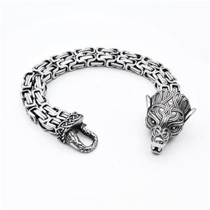 304 Stainless Steel Dragon Bracelet Antique Silver, approx 28-50mm, 13mm, 21cm length