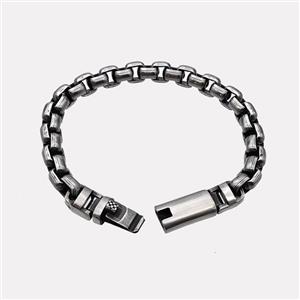 304 Stainless Steel Bracelet Antique Silver, approx 10-45mm, 8mm, 21cm length