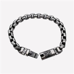 304 Stainless Steel Bracelet Antique Silver, approx 10-45mm, 8mm, 21cm length