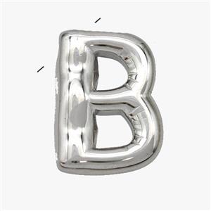 Raw Stainless Steel Letter-B Pendant, approx 15-18mm