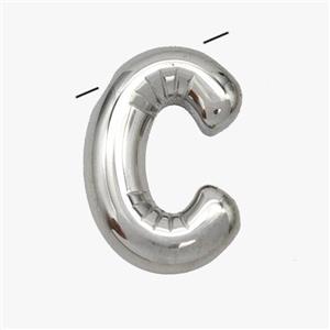 Raw Stainless Steel Letter-C Pendant, approx 15-18mm