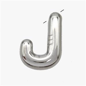 Raw Stainless Steel Letter-J Pendant, approx 15-18mm