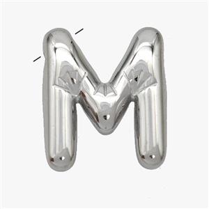 Raw Stainless Steel Letter-M Pendant, approx 15-18mm