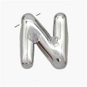 Raw Stainless Steel Letter-N Pendant, approx 15-18mm