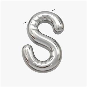 Raw Stainless Steel Letter-S Pendant, approx 15-18mm