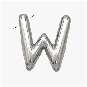 Raw Stainless Steel Letter-W Pendant, approx 15-18mm