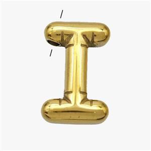 Stainless Steel Letter-I Pendant Gold Plated, approx 15-18mm