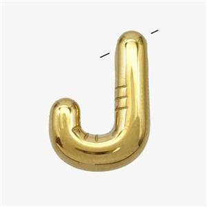 Stainless Steel Letter-J Pendant Gold Plated, approx 15-18mm