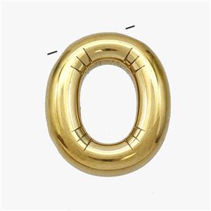 Stainless Steel Letter-O Pendant Gold Plated, approx 15-18mm