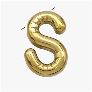 Stainless Steel Letter-S Pendant Gold Plated, approx 15-18mm