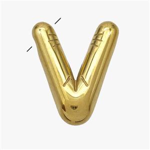 Stainless Steel Letter-V Pendant Gold Plated, approx 15-18mm