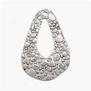 Raw Stainless Steel Teardrop Pendant Hammered, approx 22-35mm