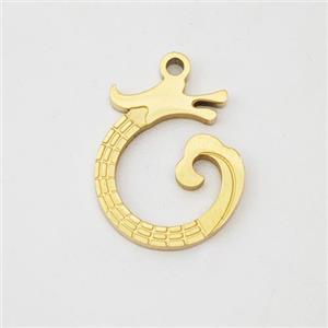 Stainless Steel Loong Pendant Gold Plated, approx 12-14mm