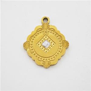 Stainless Steel Pendant Painted Gold Plated, approx 14mm