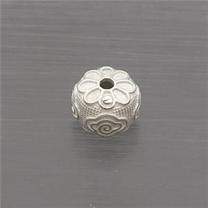 Sterling Silver Beads Round Flower, approx 5-6.5mm
