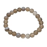 Natural Botswana Agate Bracelet Smooth Round Gray Stretchy, approx 8mm