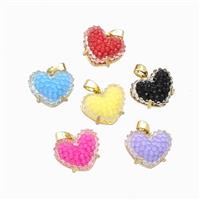 Resin Heart Pendant Gold Plated Mixed, approx 12-16mm