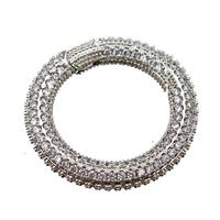 copper Carabiner Clasp paved zircon, platinum plated, approx 27mm dia