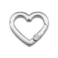 copper Carabiner Clasp, heart, platinum plated, approx 22mm