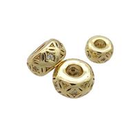 Copper Rondelle Spacer Beads Pave Zircon Gold Plated, approx 8mm