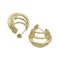 Copper Stud Earrings Gold Plated, approx 16-19mm