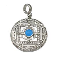 Copper Circle Pendant Micro Pave Zirconia Platinum Plated, approx 20mm