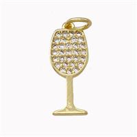 Wine Glass Charms Copper Goblet Pendant Micro Pave Zirconia Cup Gold Plated, approx 7-16.5mm