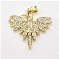 Copper Birds Pendant Micro Pave Zirconia Gold Plated, approx 22-26mm