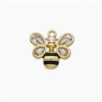 Copper Honeybee Pendant Pave Zirconia Gold Plated, approx 12-14mm