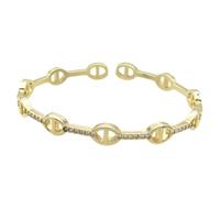 Copper Bangle Pave Zircon Gold Plated, approx 6.5mm, 46-57mm