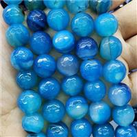 blue Agate Beads, faceted round, approx 14mm dia