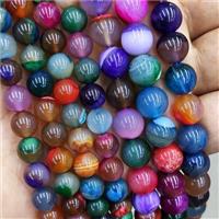 Natural Agate Beads Dye Mixed Color Smooth Round, approx 6mm dia