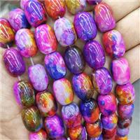 Natural Agate Beads Multicolor Dye Barrel, approx 13-18mm, 22pcs per st