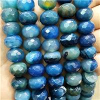 Natural Agate Beads Blue Dye Faceted Rondelle, approx 14mm