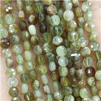 Natural Green Garnet Beads Faceted Circle, approx 4mm