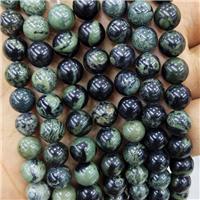 Natural Green Kambaba Jasper Beads Smooth Round, approx 8mm dia